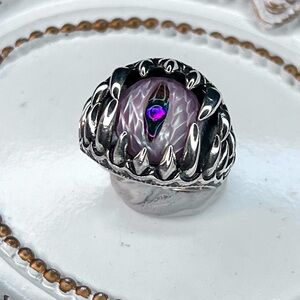 🔥🔥 😈 👁️ S925 SS Handmade Freshwater Craved Edison Pink Pearl Evil Eye 🧿 Ring